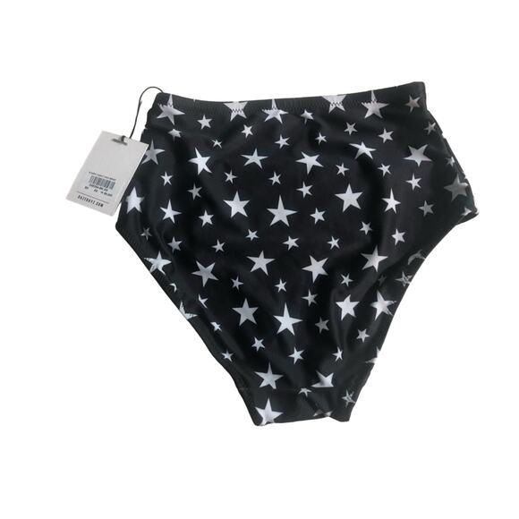 NEW Daze Dayz starry night high waisted brief bikini bottom black white sz XS - Picture 3 of 5